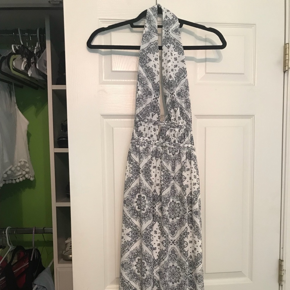 Aqua Paisley Print Maxi Dress